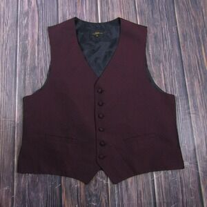 Suit Vest Louis Roth Mens XL Red Check Polyester 3 Piece Formal Waistcoat